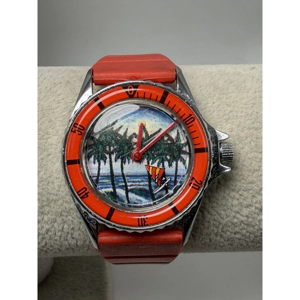 Out Of Time Watch Vintage Tropical Palm Tree Manual Wind Working 32MM 7